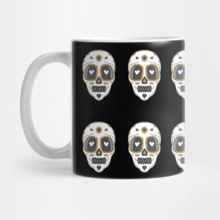 Day of the Dead White yellow and Grey Candy Skulls Mug